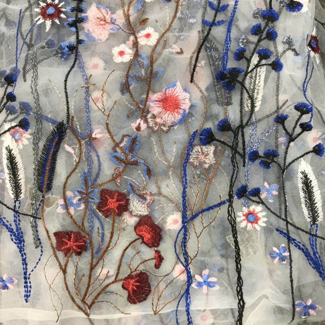 Embroidered Fabric Dress Evening Polyester for Women's Wear Wholesale 11